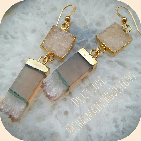 Druzy amethyst earrings