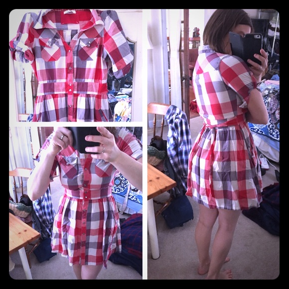 Purple/red gingham dress