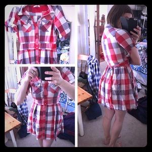 Purple/red gingham dress