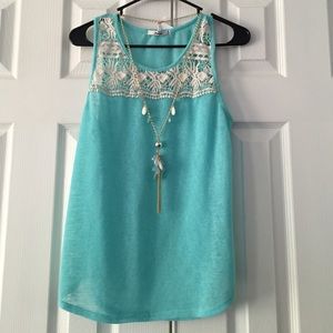 Turquoise tank top w/ necklace NWOT