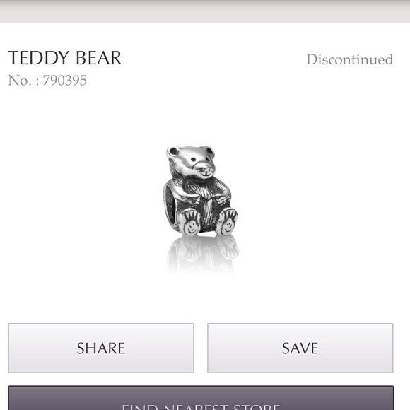 **SOLD in bundle Teddy bear pandora charm - Picture 1 of 3