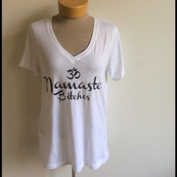 Namaste Bitches V neck t shirt - Picture 2 of 4