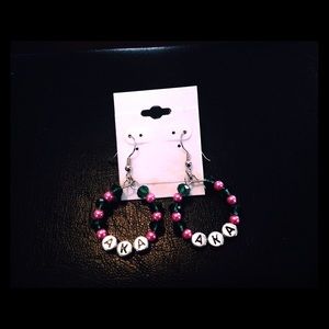 Hand made.Pink and green AKA earrings.