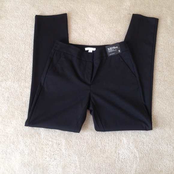 Tall black ankle dress pants with gold detail