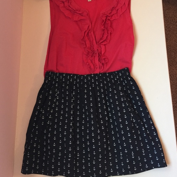 J. Crew Navy Anchor Skirt