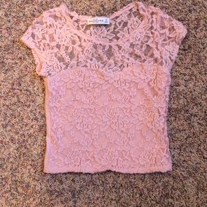 Pink lace crop top