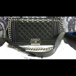 Authentic CHANEL Le Boy Metallic Clutch