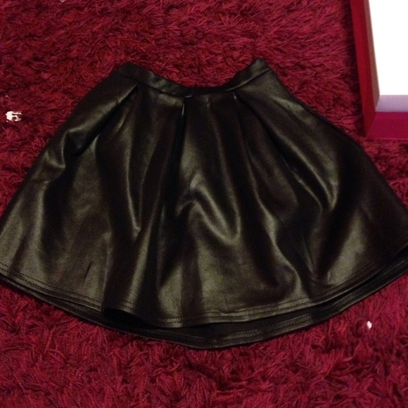 Black leather skater skirt