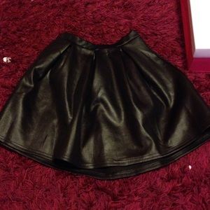 Black leather skater skirt