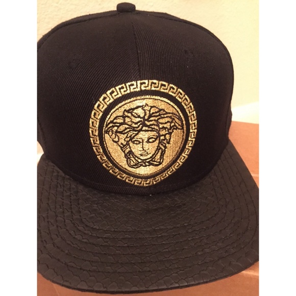 versace leather hat