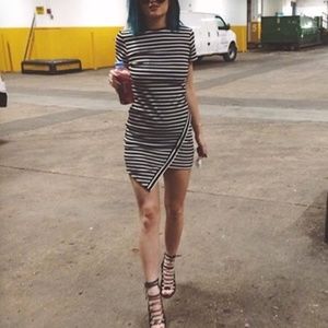 Striped asymmetrical dress