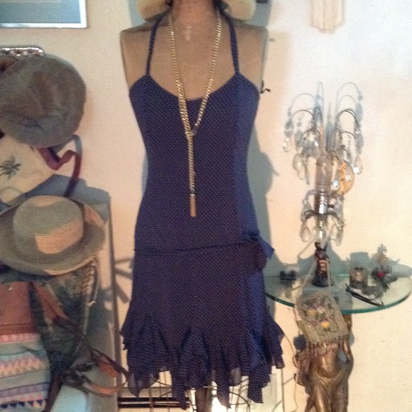 Tiny white dot on navy dress
