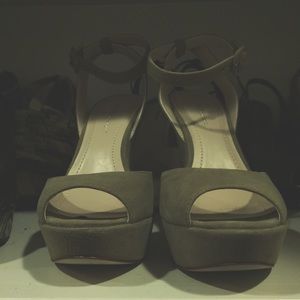 Nudish Grey BCBG Heels w/ Ankle Strap