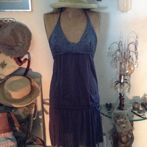 Knit yoke halter dress
