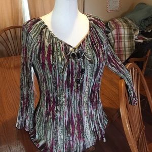 Large C & B blouse with black slip. Mult color.