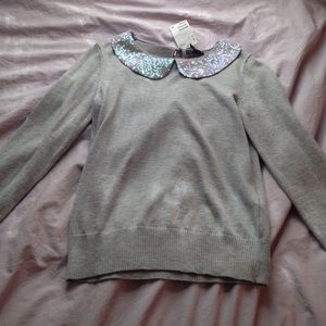 H&M gray peterpan collared sweater💗