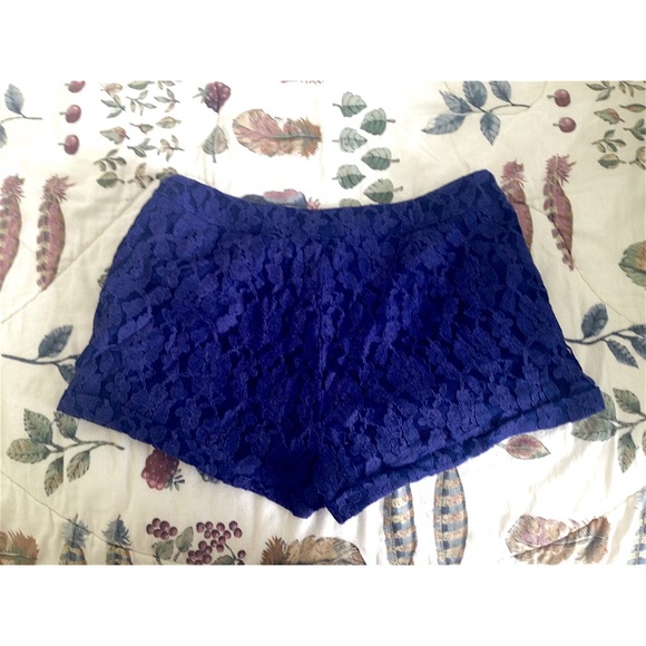 Dark blue lace high waisted shorts