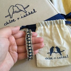C+I Crystal Studded Ribbon Chain Bracelet
