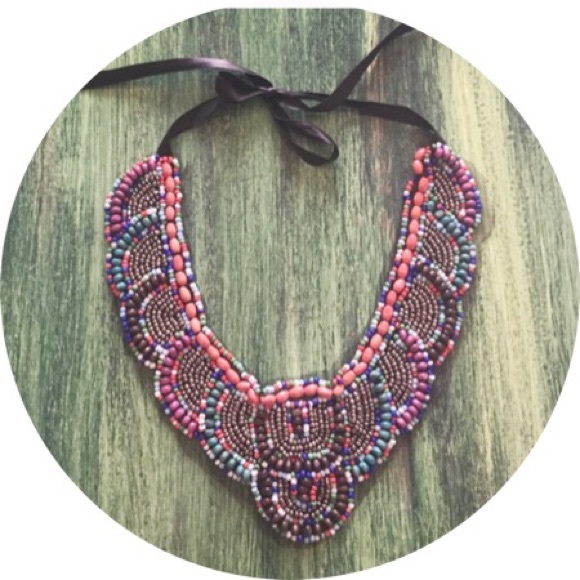 Beautiful colorful beaded bib necklace