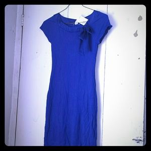 Blue H&M Dress with Satiny Collar Bow