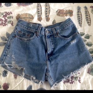 Urban renewal distressed high waisted shorts