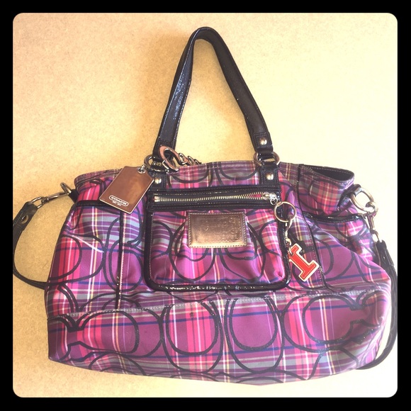 72% off Coach Handbags - Coach Poppy collection tartan pink & purple ...