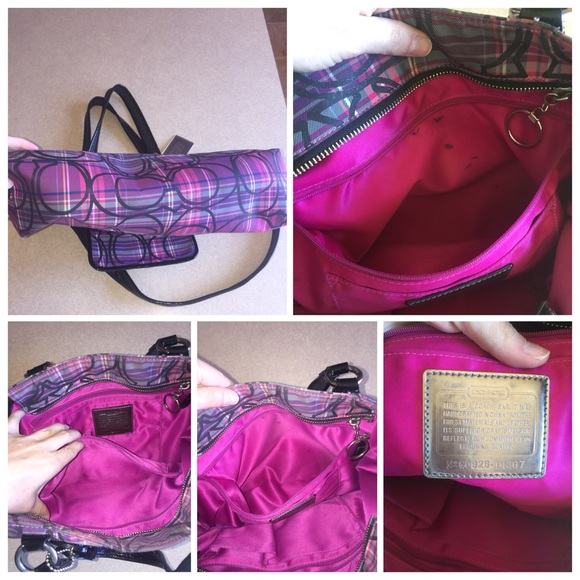 Coach Poppy collection tartan pink & purple purse - Picture 2 of 4