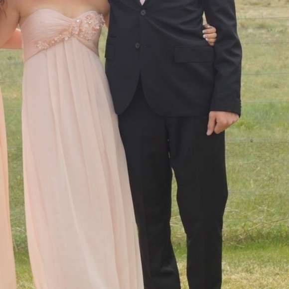 Light pink flowy prom dress
