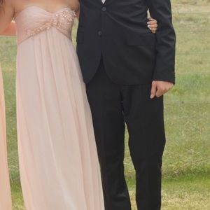 Light pink flowy prom dress