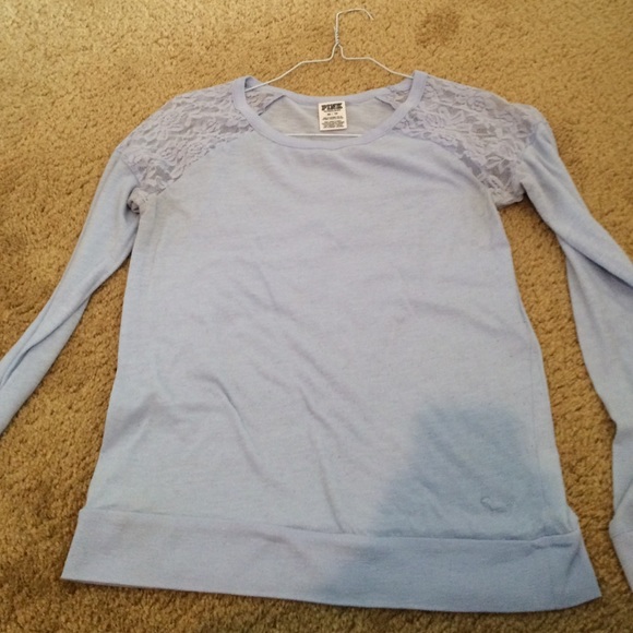 light blue long sleeve, lace on the shoulders - Picture 1 of 2