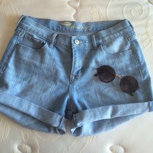 A loved pair of light washed high waisted shorts