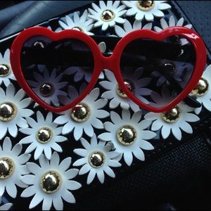 Red-framed Heart Shaped Sunglasses