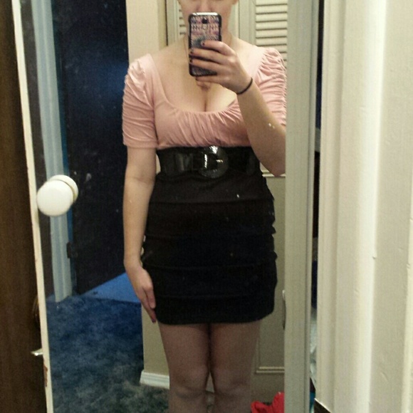 Dress with belt.