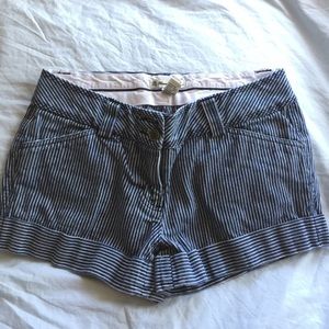 F21 Blue & White Pinstriped Jean Shorts
