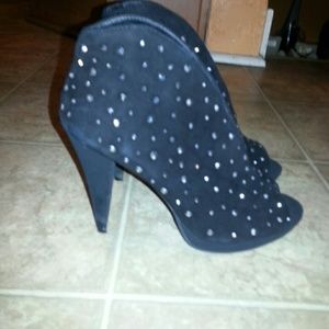 Black Peep Toe Ankle Boots
