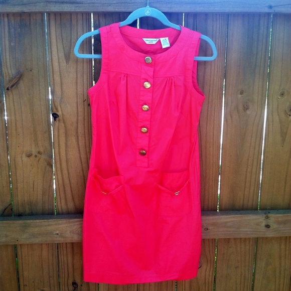 Pink cotton dress with gold button details