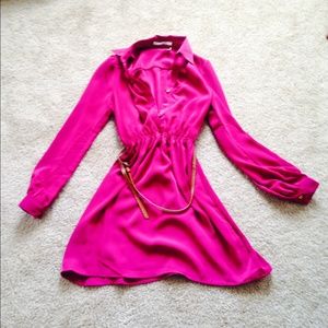 Silk, button up dress or long shirt with tights!