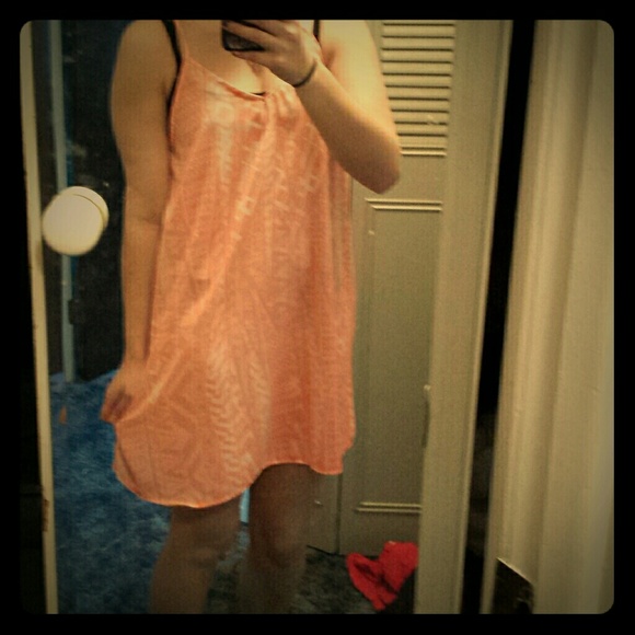 Coral Aztec shift dress.