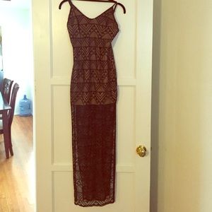 Nude & Black Cocktail Dress with cross cross strap