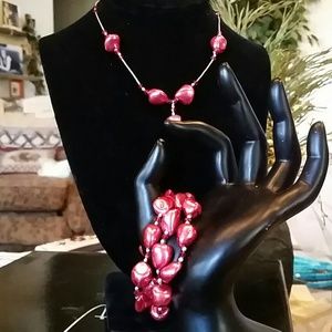 Handmade Beaded Necklace & Triple Strand Bracelet