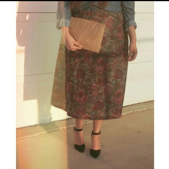 Dark floral flared out skirt