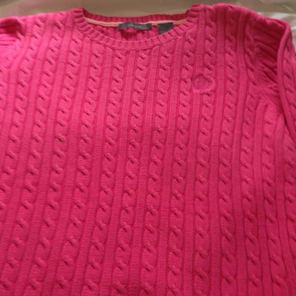 Hot pink cable knit sweater