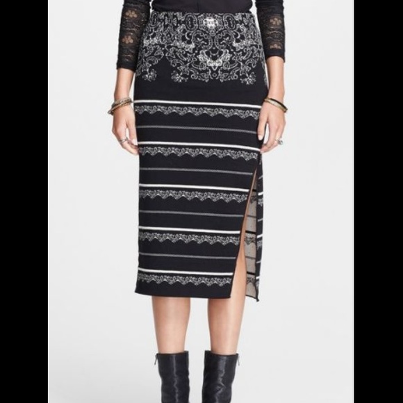 Free people jacquard knit pencil skirt