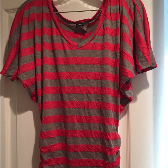 Grey and Pink Striped Top
