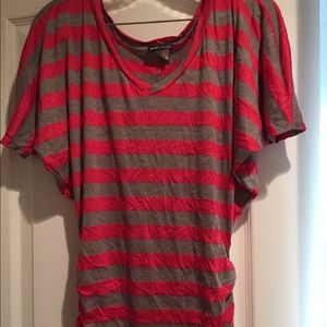 Grey and Pink Striped Top