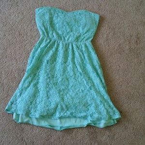 Teal summer strapless dress