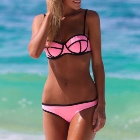NEW - Pink & Black Neoprene Bikini