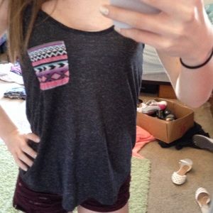 Grey with tribal print pocket