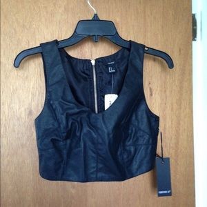 Forever 21 leather vest/ crop top
