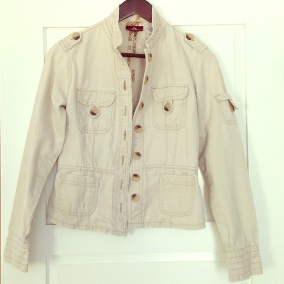 Beige Button Up Jacket - Picture 1 of 4